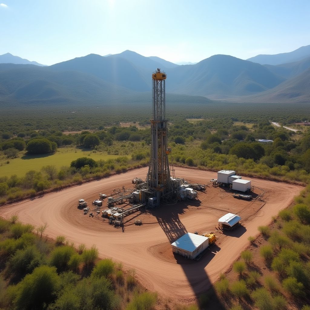 Vista aérea del yacimiento Vaca Muerta